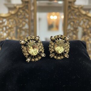 1950s Holly craft Vintage Style Rhinestone Clip-On Earrings stamped both ends